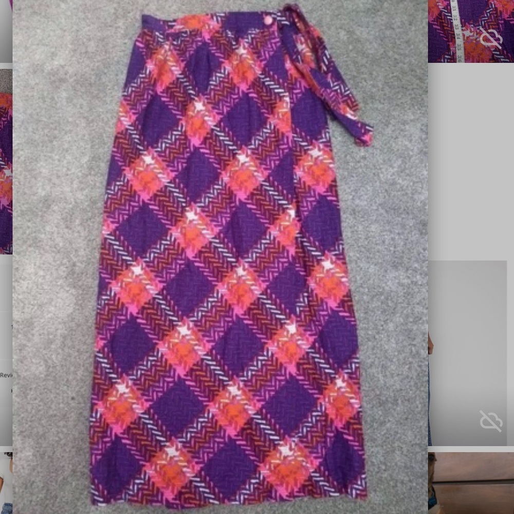 Vintage California Textured Plaid Wrap Skirt